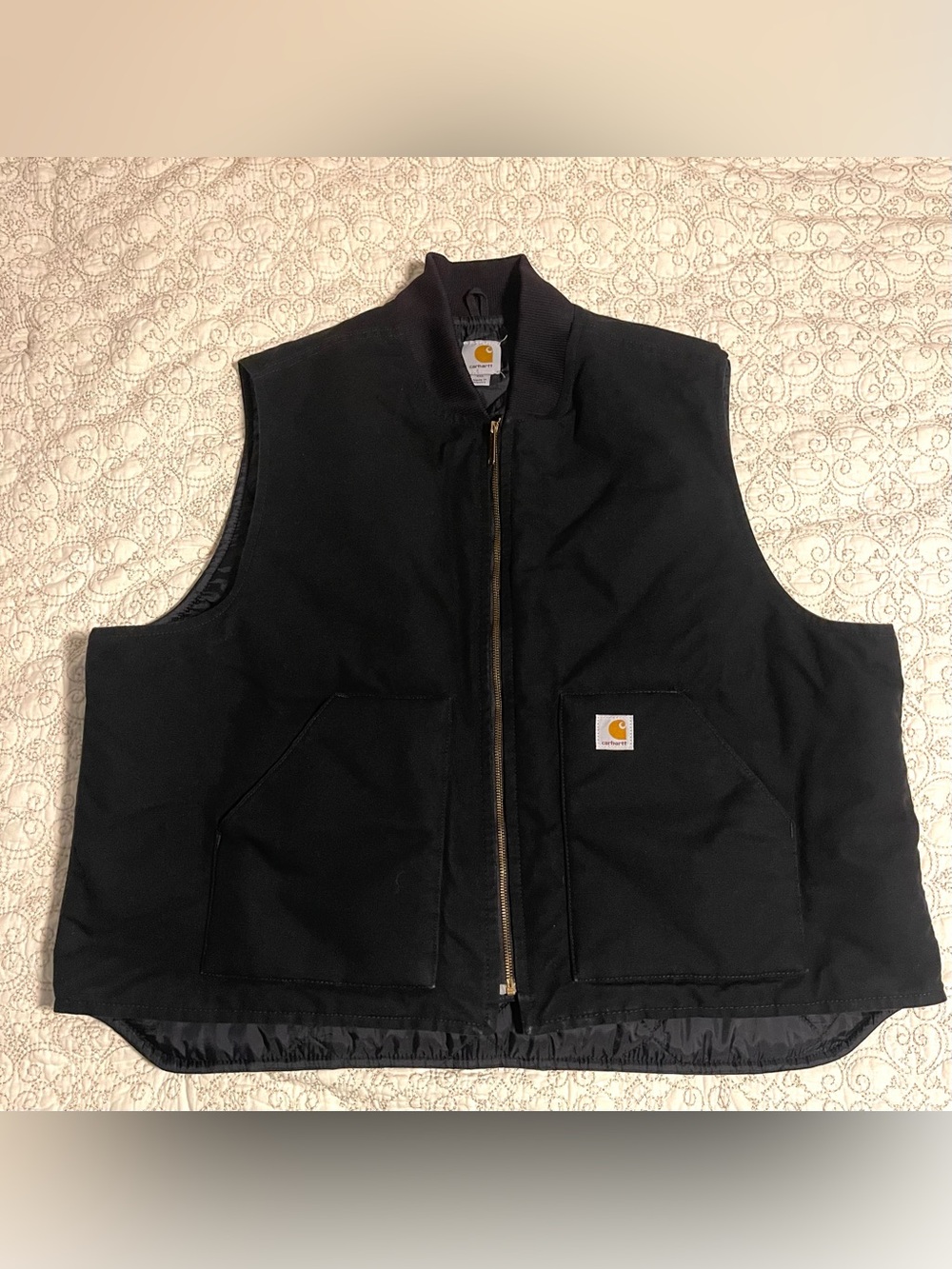 Carhartt V01 Firm Duck Vest Black 3XL Quilted Lined Workwear Full Zip utility